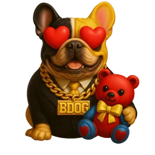 😍 BDOG Hund, Französische Bulldogge, Teddybär, Herzaugen, Niedlich, Cartoon telegram sticker