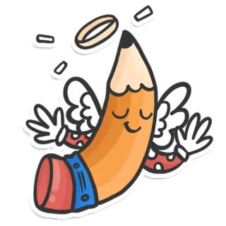 😇 matita, angelo, carino, cartone animato, cartoleria whatsapp sticker