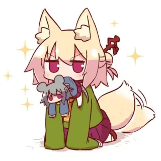 🦊 Anime, Garota Raposa, Kawaii, Chibi, Fofo, Personagem, Ilustração telegram sticker