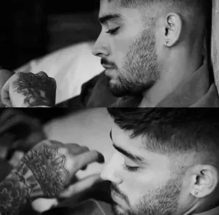 😪 Zayn Malik singer, celebrity, portrait, male, black and white telegram sticker
