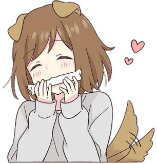 🥰 anjing, anime, imut, cewek, hati telegram sticker
