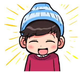 😀 Dibujo animado, Feliz, Sonrisa, Gorro, Brillo telegram sticker