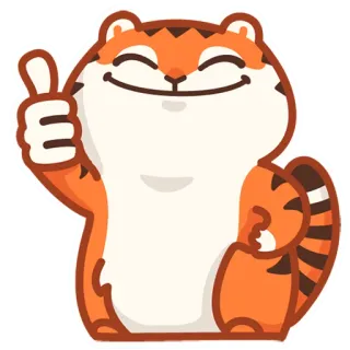 👍 tiger, thumbs up, animal, sticker, cartoon, cute telegram sticker
