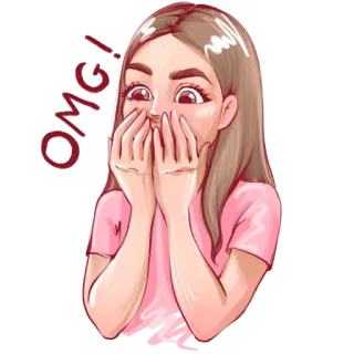 😐 OMG! chica, sorprendida, omg, dibujos animados, mujer, impactada telegram sticker