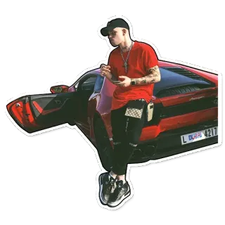 🚘 orang, mobil, merah, gaya hidup, mewah, dubai, kendaraan, lamborghini whatsapp sticker