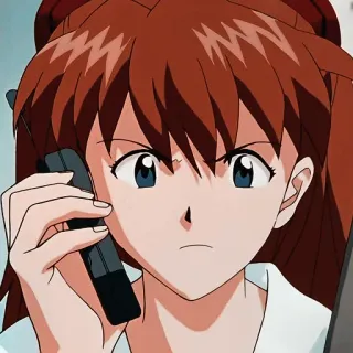 🤳 Asuka Langley Soryu Neon Genesis Evangelion anime, character, phone, cartoon telegram sticker