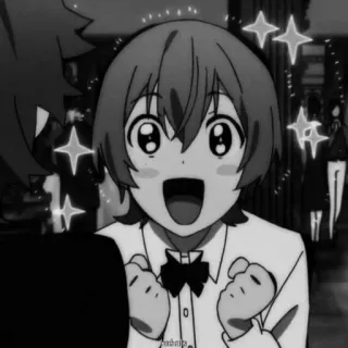 🎱 Anime, Feliz, Lindo, Brillos, Blanco y negro telegram sticker