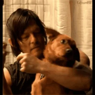 🐕 Daryl Dixon The Walking Dead daryl dixon, walking dead, cachorro, abraço, apocalipse zumbi, amc, série de tv telegram sticker