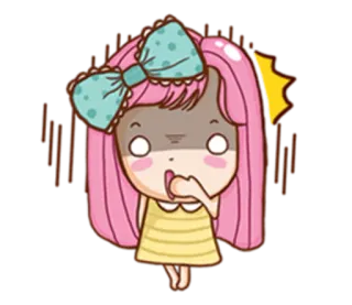 😱 Cartoon, Mädchen, geschockt, süß, rosa Haare telegram sticker