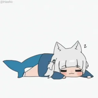 😴 Gawr Gura Anime, Vtuber, Niedlich, Hai, Schlafend, Chibi, Gawr Gura whatsapp sticker