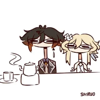 🐾 SHYRUO desenho animado, desenho, engraçado, personagens, chá, bule telegram sticker