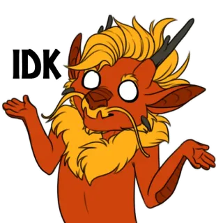 ❓ IDK дракон, в замешательстве, не знаю, неуверенный, мультфильм, иллюстрация telegram sticker
