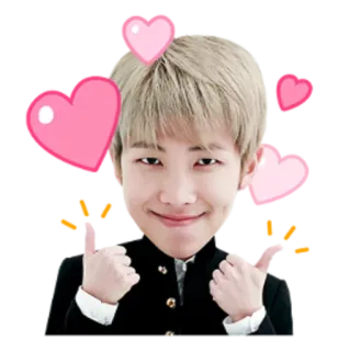 👍 RM kpop, idol, cuore, carino, pollice in su, asiatico telegram sticker
