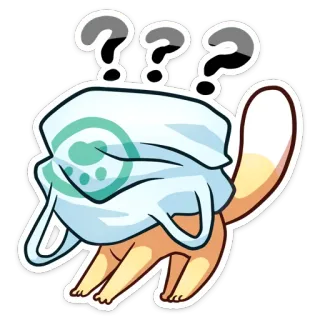 😶 động vật, dấu chấm hỏi, bối rối, hoạt hình, nhãn dán telegram sticker
