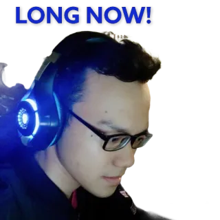 👍 LONG NOW! mężczyzna, okulary, słuchawki, portret, technologia telegram sticker