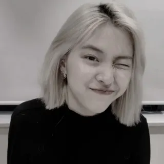 😎 woman, blond hair, person, winking, portrait, selfie whatsapp sticker