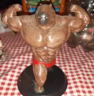 💪 Kapibara, Umięśniony, Fitness, Kulturystyka, Zwierzę, Figura, Statua telegram sticker