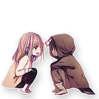 🤝 アニメ, 子供, 可愛い, かわいい, 友情 telegram sticker
