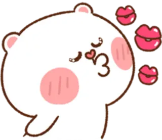 😞 urso, fofo, beijo, desenho animado, animal, kawaii telegram sticker