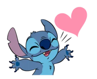 ❤ Stitch Стич, Дисней, Лило и Стич, милый, сердце, мультфильм whatsapp sticker