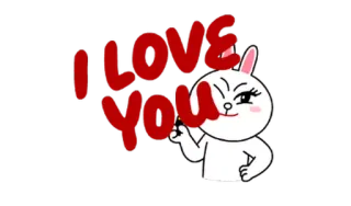 😘 I LOVE YOU любовь, милый, кролик, мультфильм, приветствие, день святого валентина, привязанность whatsapp sticker