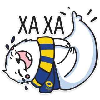 😂 ХА ХА cartoon, zeehond, dier, lachend, vrolijk, sjaal, zonnebloem telegram sticker