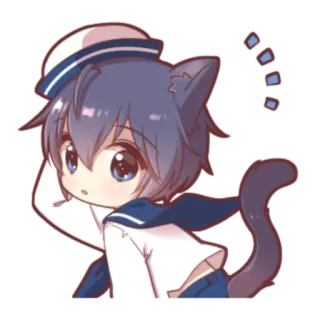 🍓 gato, anime, chibi, fofo, desenho animado telegram sticker