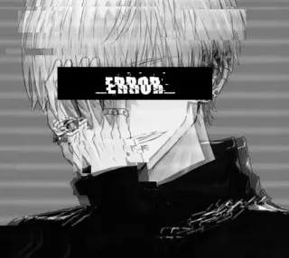 🌟 ERROR anime, glitch, error, sad, black and white telegram sticker