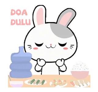๐ DOA DULU coniglio, cartone animato, pregare, cibo, carino, doa, islam whatsapp sticker