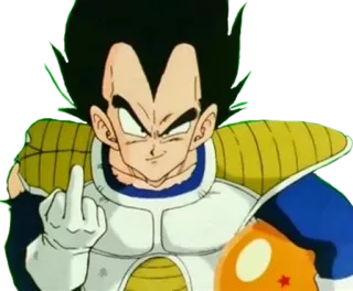 🖕 Vegeta Dragon Ball Anime, Dedo corazón, Ofensivo, Vegeta, Dragon Ball Z, Dibujos animados, Personaje whatsapp sticker