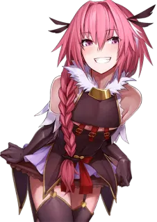 😁 Astolfo Anime, Mangá, Personagem, Cabelo rosa, Sorriso telegram sticker