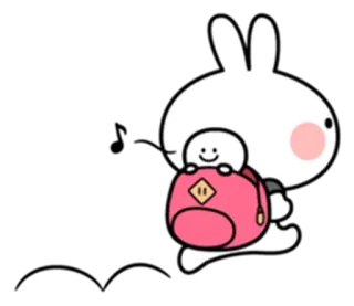 🚶 Hase, Rucksack, niedlich, Cartoon, laufend, Figur telegram sticker