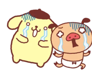 😭 Pom Pom Purin cartoon, dog, crying, sad, pig telegram sticker