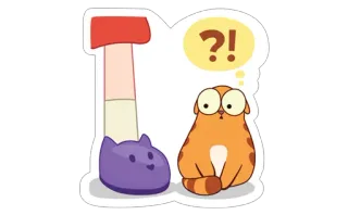 😯 gato, animal, pregunta, dibujo animado whatsapp sticker