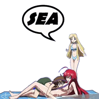 🏖 SEA anime, beach, bikini, sea telegram sticker