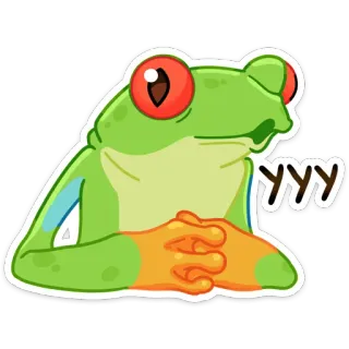 😱 YYY żaba, zwierzę, zielony, mem, ilustracja, słodki, kreskówka telegram sticker