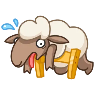 😫 ovelha, exaustão, cansado, desenho animado, animal, engraçado, suando telegram sticker
