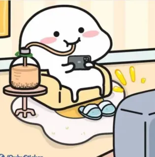 😊 Desenho animado, Ovo, Fofo, Preguiçoso, Casa, Cadeira, Relaxar telegram sticker