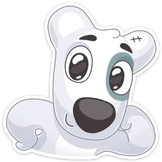 💪 动物, 白色, 狗, 卡通, 小狗, 可爱 telegram sticker