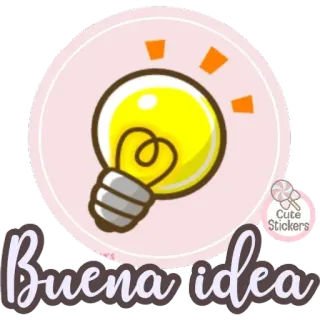 🤗 Buena idea лампочка, идея, милый, наклейка, хорошая идея, яркий, испанский whatsapp sticker