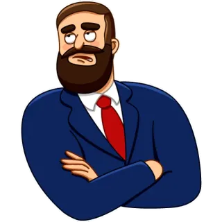 🙄 Dessin animé, Homme, Costume, Barbe, Cravate, Illustration telegram sticker
