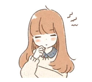 🤔 Dziewczyna anime, Kreskówka, Ilustracja, Smutny, Myślenie, Kawaii, Słodki telegram sticker