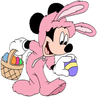 🙃 Mickey Mouse ミッキーマウス, イースター, うさぎ, アニメキャラクター, ディズニー, イースターエッグ, バスケット telegram sticker