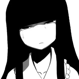 😢 anime, garota, triste, chorando, monocromático telegram sticker
