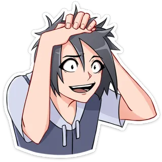 🤨 cartoon, anime, character, emotional, nervous, anxious, scared telegram sticker
