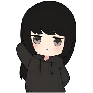 😏 chibi, anime girl, hoodie, cartoon, cute, kawaii telegram sticker