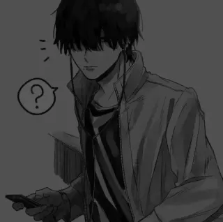 ❄️ anime boy, question mark, manga, teen, phone, casual telegram sticker