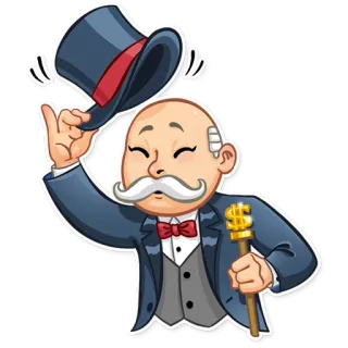 😊 Monopoly Man Monopoly Cartoon, Geld, Reich, Figur, Spiel, Brettspiel telegram sticker