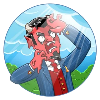 😨 diabo, demônio, terno, desenho animado, assustador, monstro, medo, chifres telegram sticker