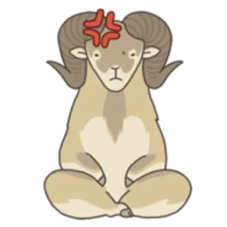 😠 en colère, animal, dessin animé, bélier, assis telegram sticker